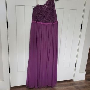 Purple davids bridal lave mesh dress